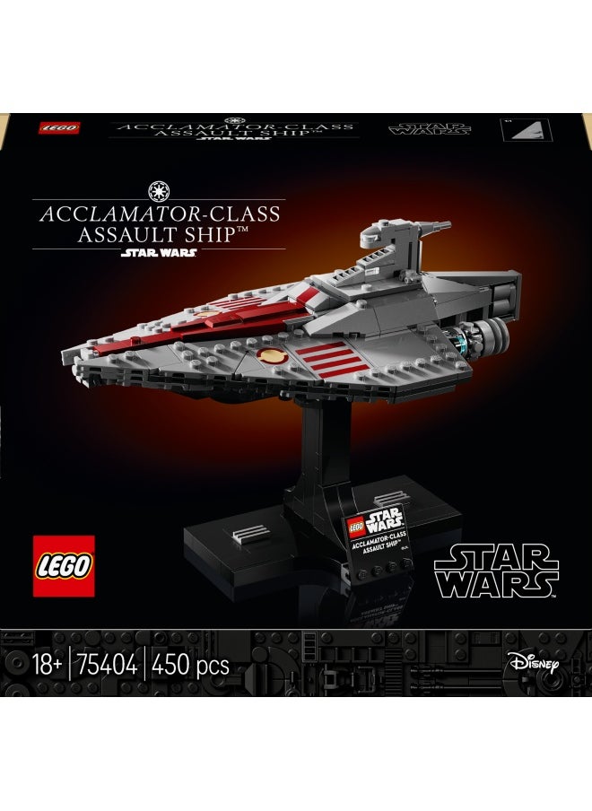 Star Wars 75404 Acclamator-Class Assault Ship, Collectible Starship Model Building Set with a Display Stand, Birthday Gift Idea for Teenage & Adult Fans of Attack of The Clones (450 pieces)