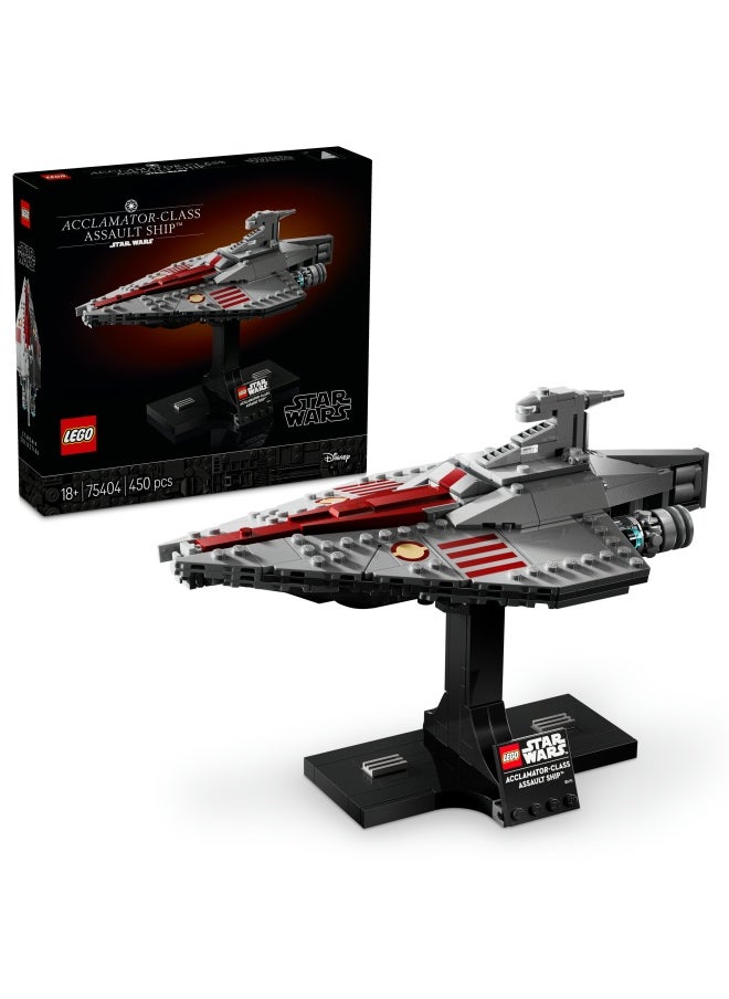 Star Wars 75404 Acclamator-Class Assault Ship, Collectible Starship Model Building Set with a Display Stand, Birthday Gift Idea for Teenage & Adult Fans of Attack of The Clones (450 pieces)