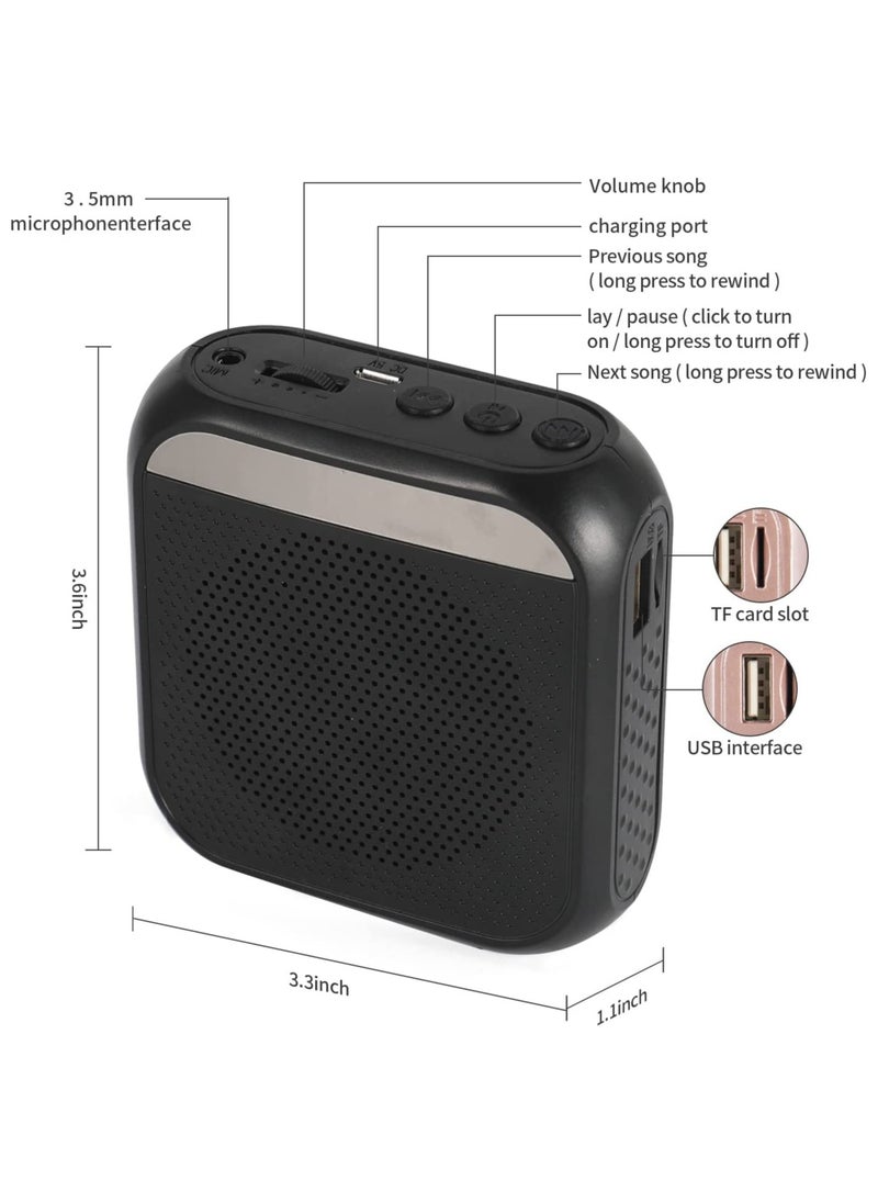Portable Voice Amplifier with Wired Microphone Headset, Rechargeable PA System Speaker for Teachers, Tour Guides, Coaches, Meetings, Yoga, and Fitness (Black)