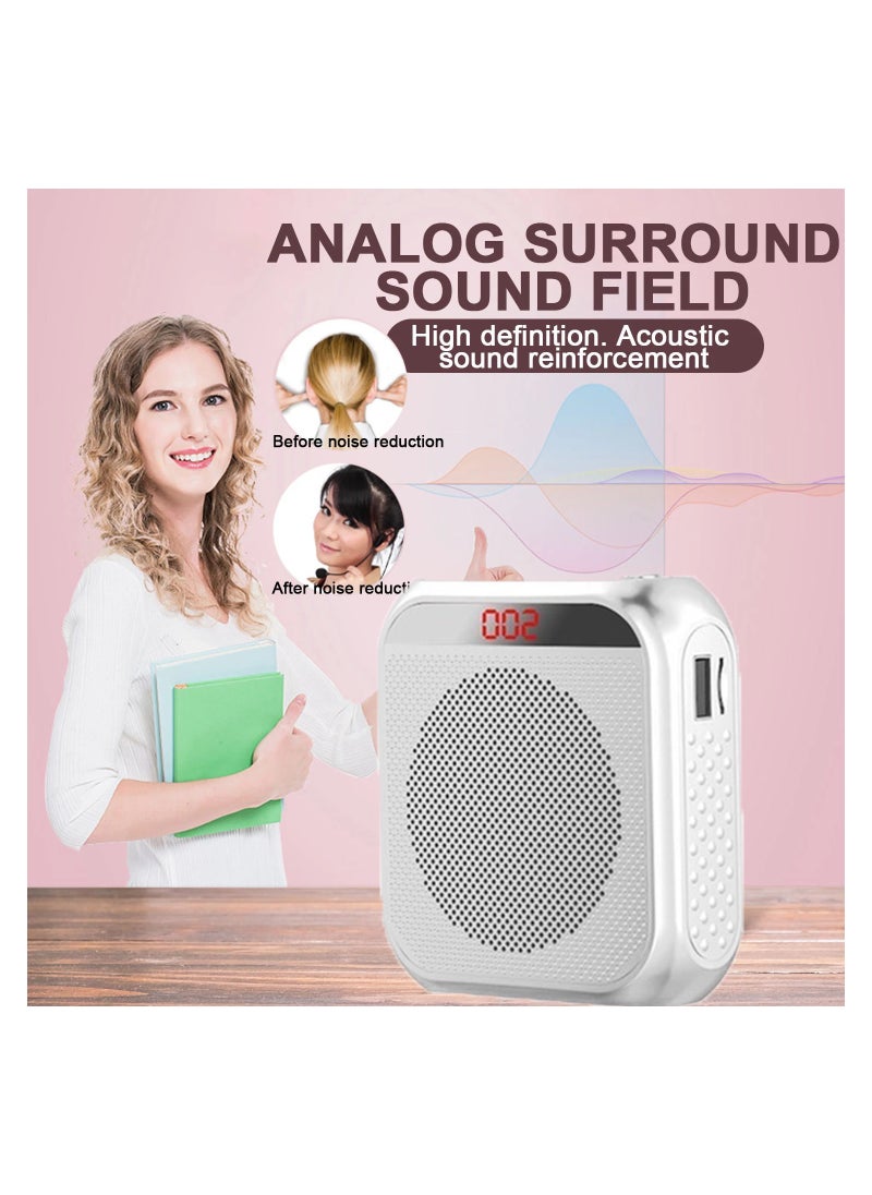Portable Voice Amplifier with Wired Microphone Headset, Rechargeable PA System Speaker for Teachers, Tour Guides, Coaches, Meetings, Yoga, and Fitness (White)