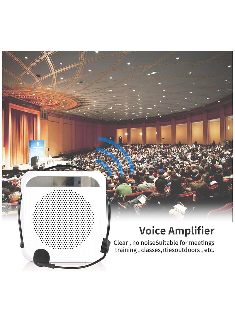 Portable Voice Amplifier with Wired Microphone Headset, Rechargeable PA System Speaker for Teachers, Tour Guides, Coaches, Meetings, Yoga, and Fitness (White)