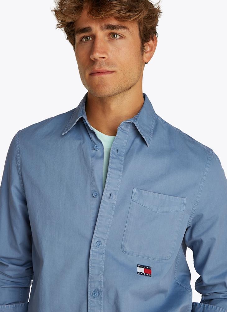 Regular Fit Washed Twill Long Sleeve Shirt