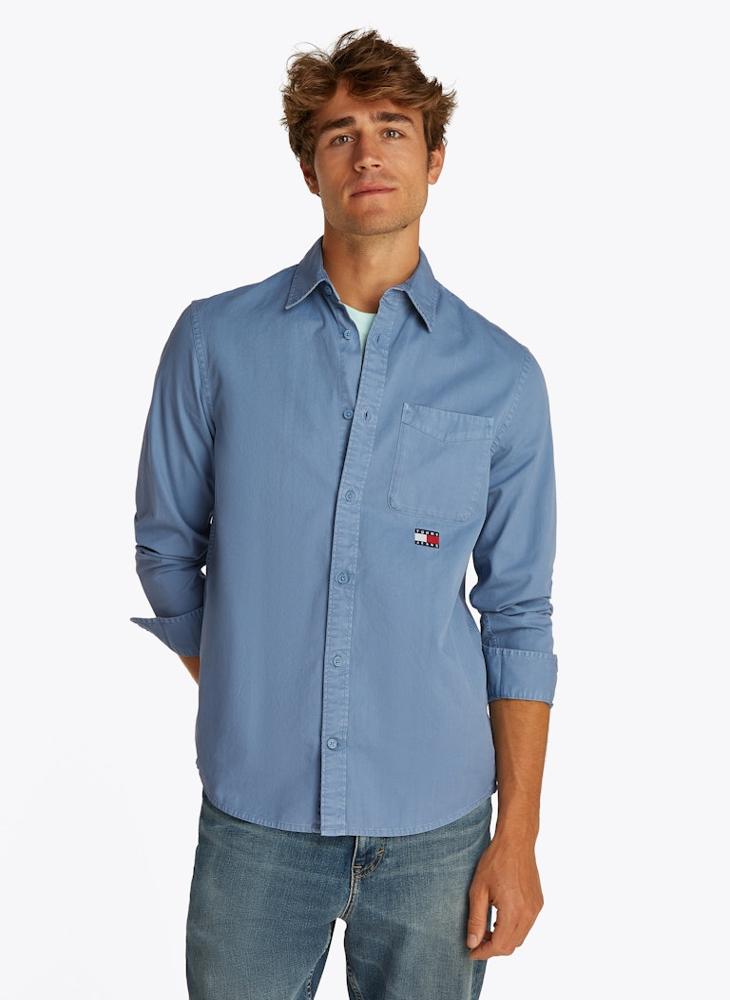 Regular Fit Washed Twill Long Sleeve Shirt