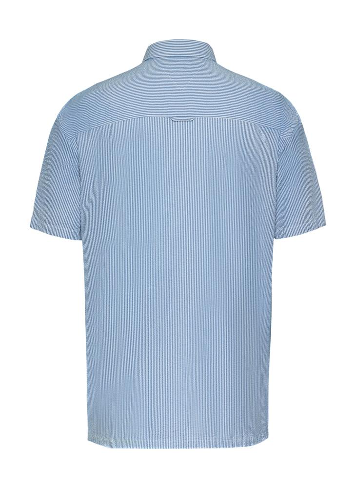 Regular Fit Seersucker Stripe Short Sleeve Shirt