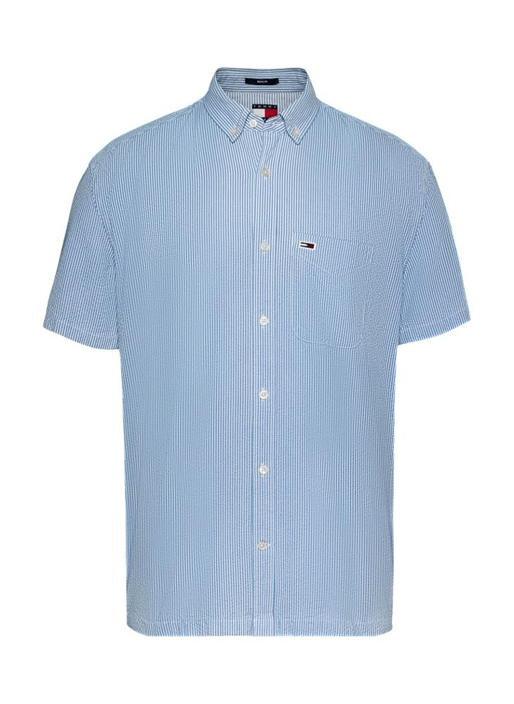 Regular Fit Seersucker Stripe Short Sleeve Shirt
