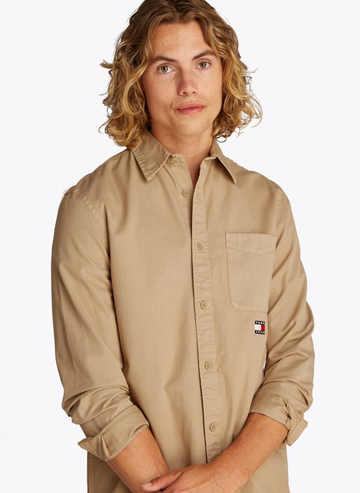 Regular Fit Washed Twill Long Sleeve Shirt