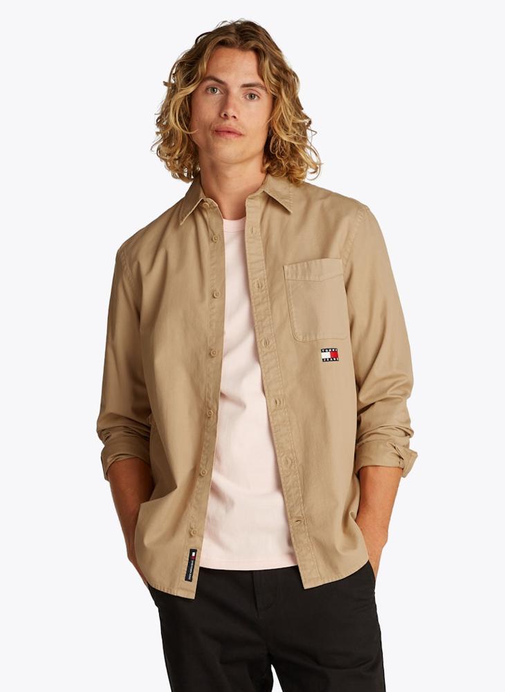 Regular Fit Washed Twill Long Sleeve Shirt