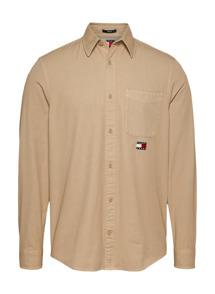 Regular Fit Washed Twill Long Sleeve Shirt