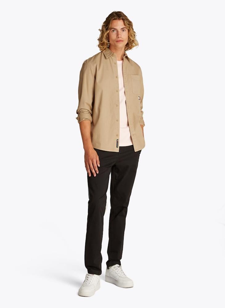 Regular Fit Washed Twill Long Sleeve Shirt