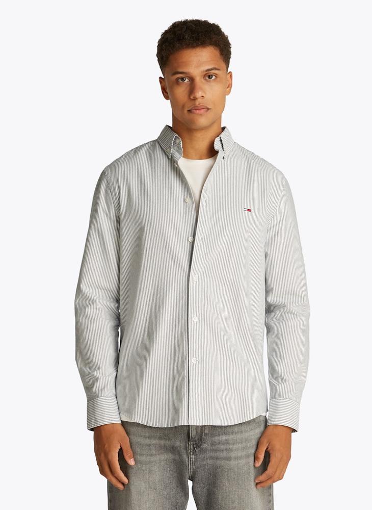 Slim Cotton Stripe Oxford Shirt