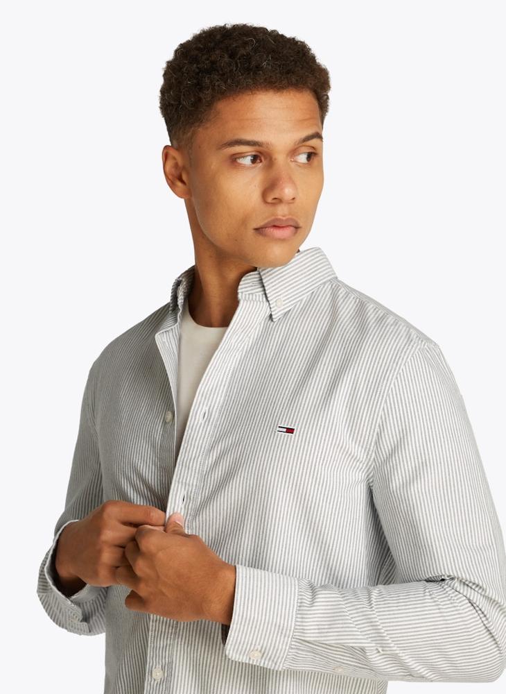 Slim Cotton Stripe Oxford Shirt
