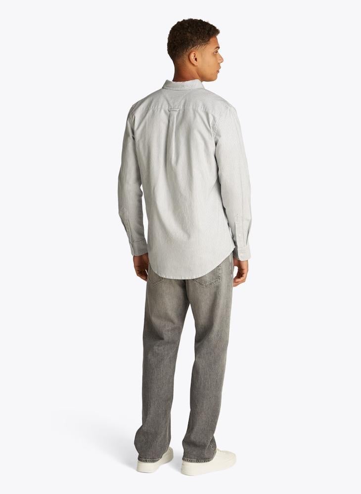 Slim Cotton Stripe Oxford Shirt