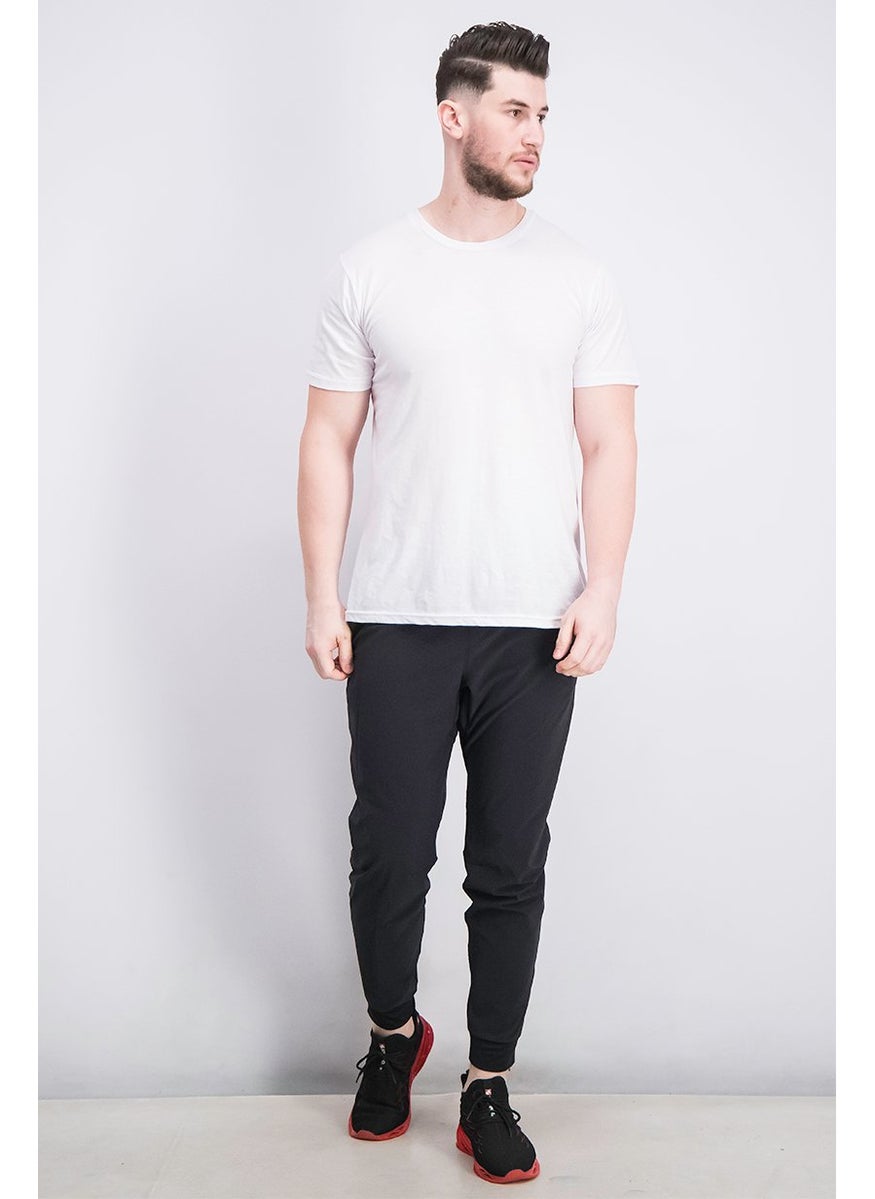 Men Regular Fit Running Track Pants, Black