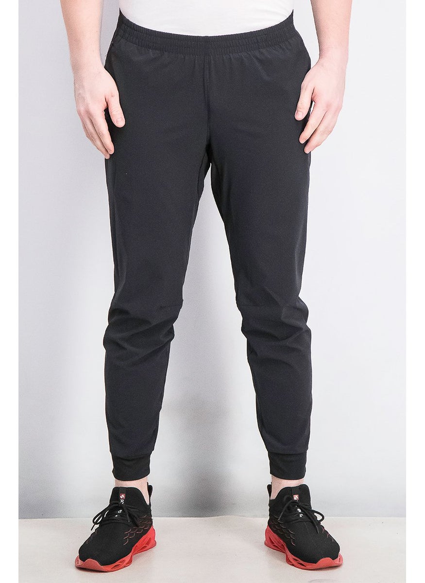 Men Regular Fit Running Track Pants, Black