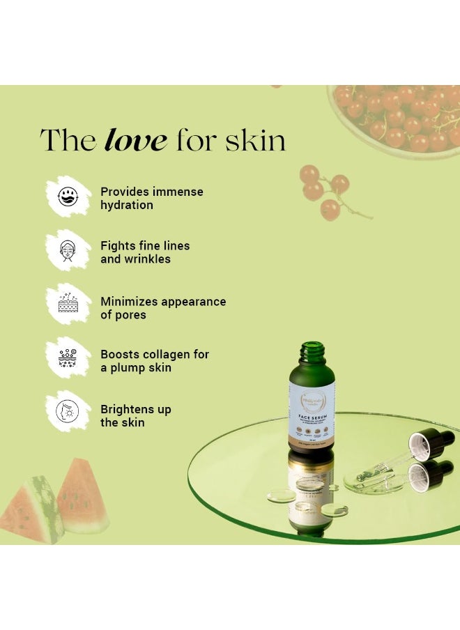 Water Hyaluronic Acid Face Serum - 30ml | Helps in Tightening Pores, Brightening & Locking Moisture | Enriched With Collagen Boosting Watermelon & Goji berry