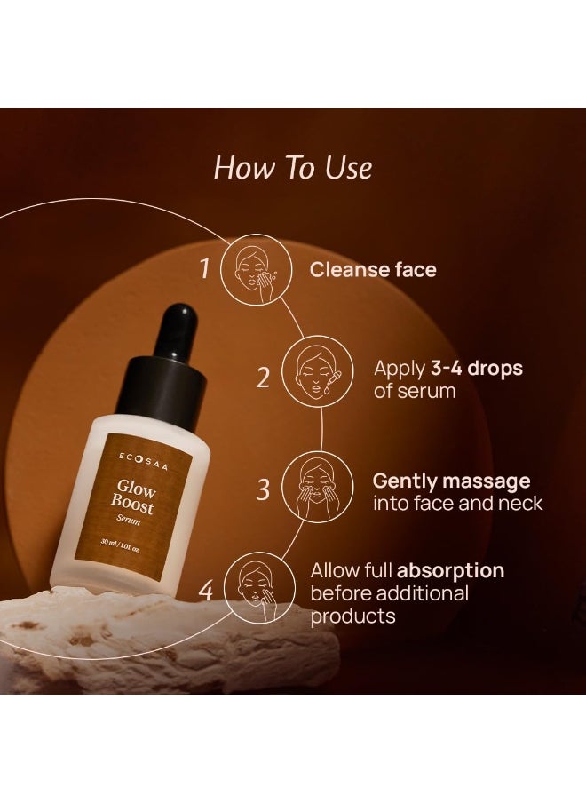Glow Boost Face Serum for Unisex | Dark Spot Correcting Glow Serum with Kakadu Plum Extract | Anti Aging for Fine Lines | Wrinkle & Intense Hydration | Vitamin C Serum for All Skin Types 30ML