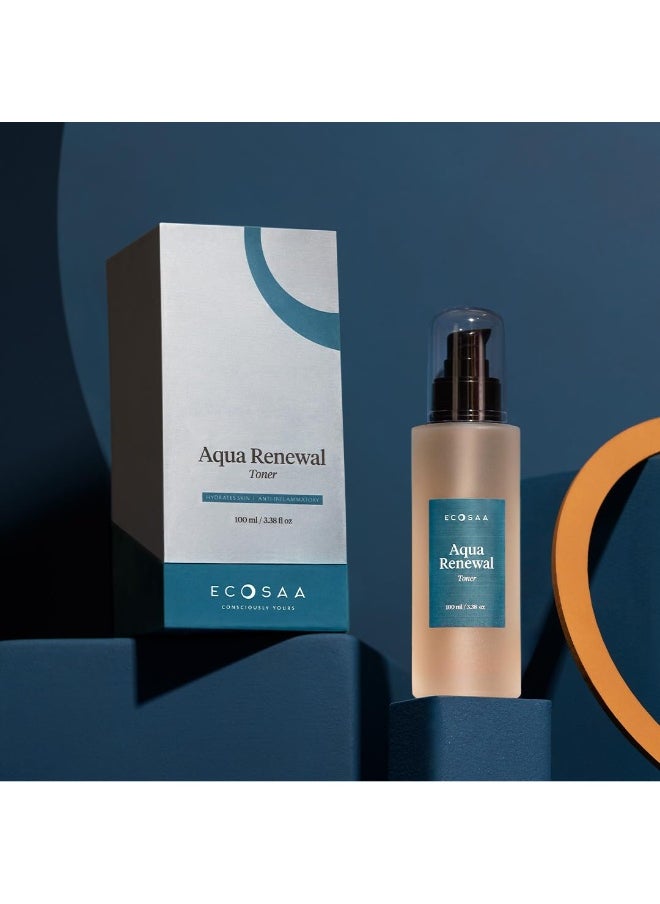 Aqua Renewal Toner For Glowing Skin | Hydrating Toner for Acne Prone Skin with Acai | Aloe Vera & Licorice Extract | Lightweight Face Toner for Open Pores Tightening | Smooth & Plumped Skin 100ML