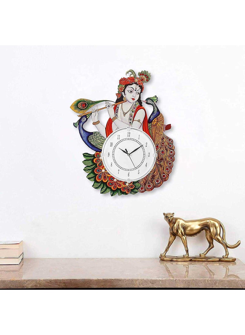 ELTON CRAFT Wooden Radhe Krishna Analog Wall Clock For Your Home Office Living Room 13 X 175 Inch