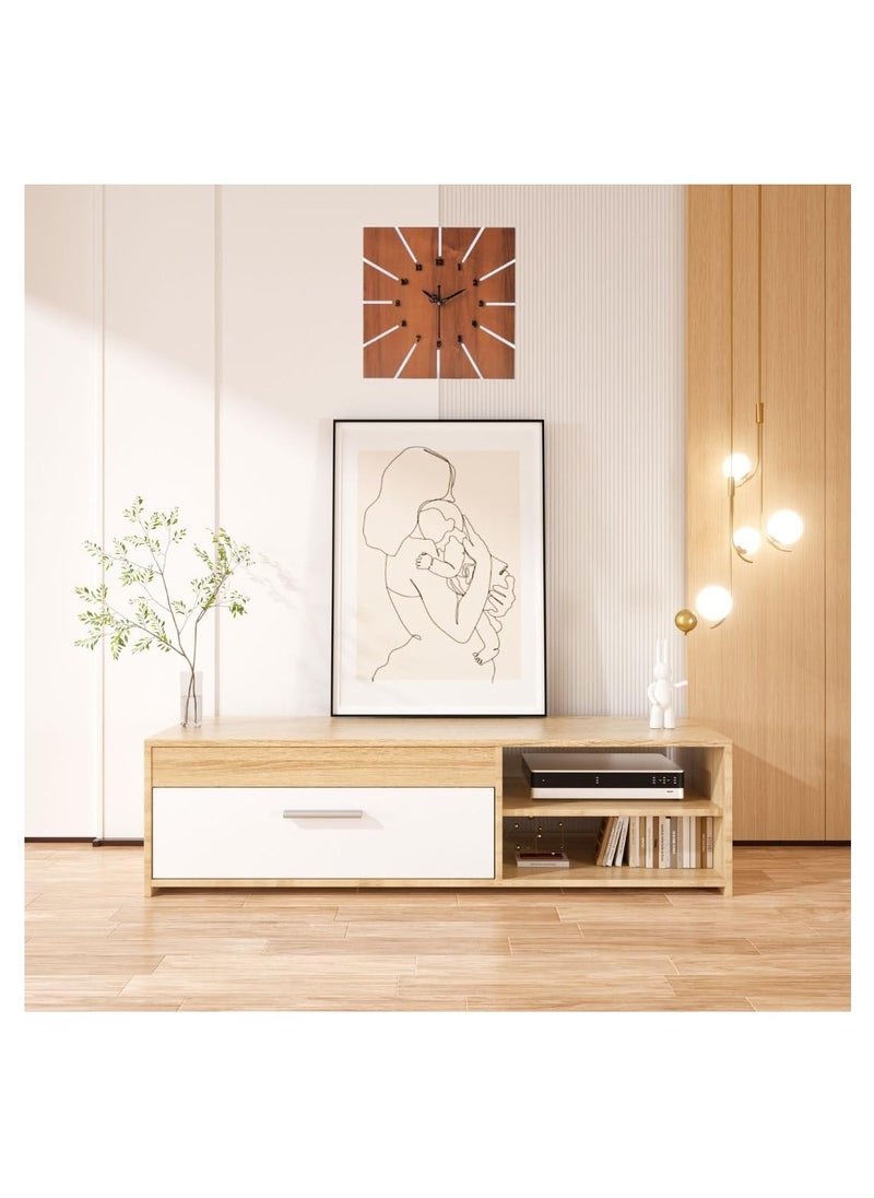 DOLIVA 12 Inch Wooden Square Analog Wall Clock for Home Living Room Bedroom Office and Kitchen Brown