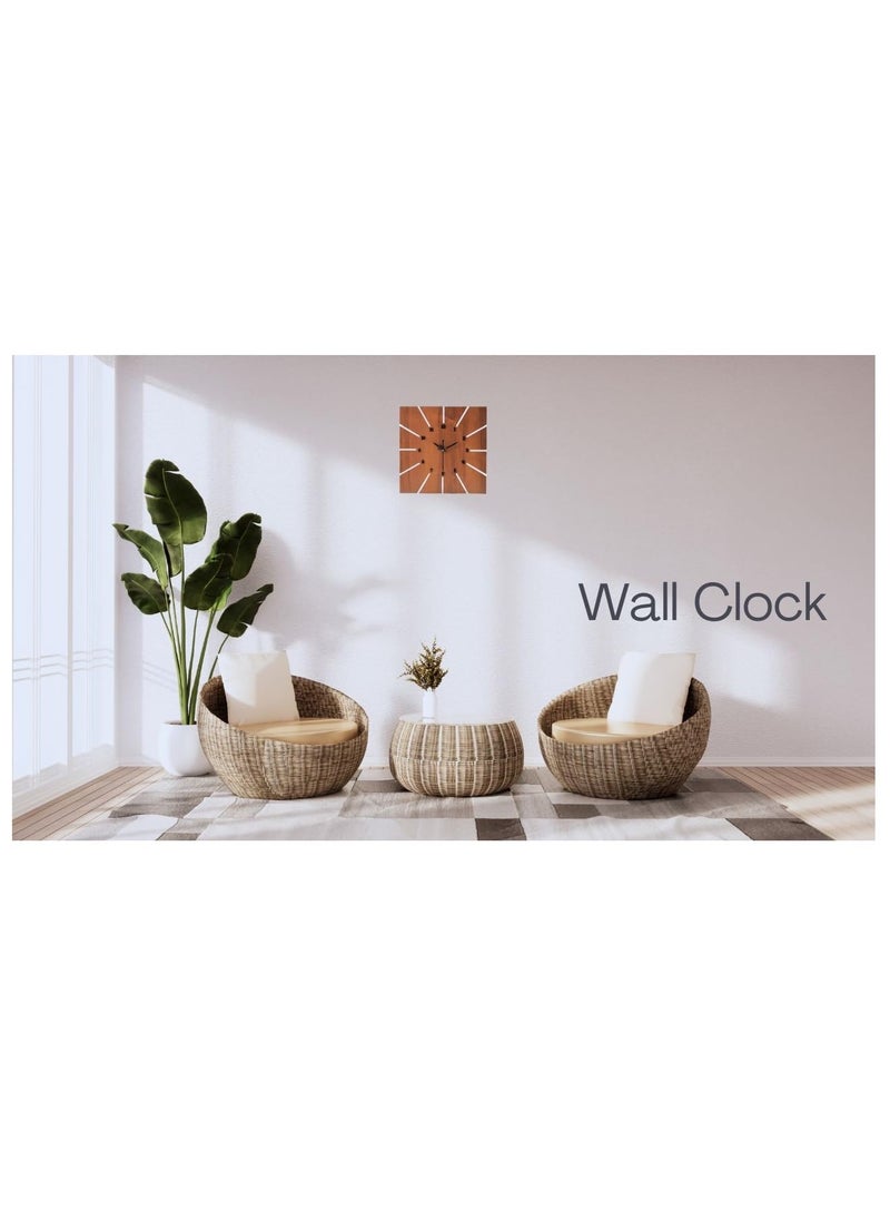 DOLIVA 12 Inch Wooden Square Analog Wall Clock for Home Living Room Bedroom Office and Kitchen Brown