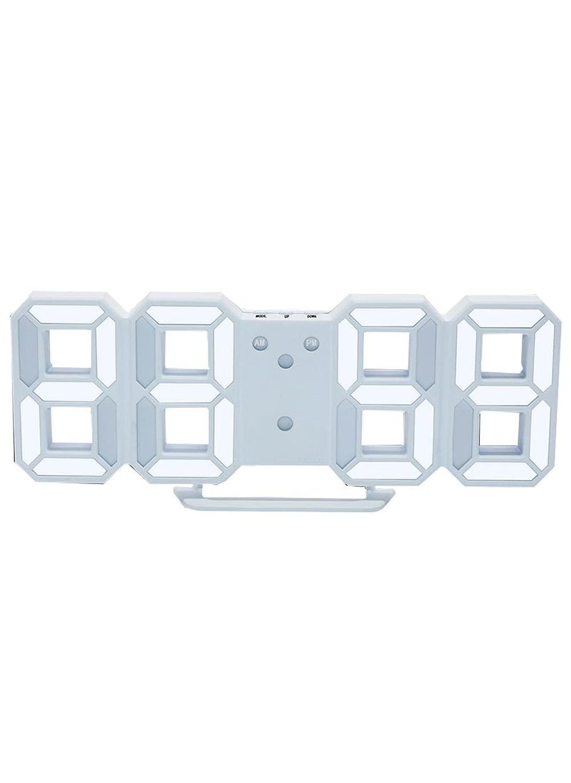 Taglich 3D Digital Wall Clock Led Alarm Clock for Bedroom Living Room Office Acrylic Alarm Clock with Temperature Display Night Light Auto Brightness Table Clock 1224 Hour Format White