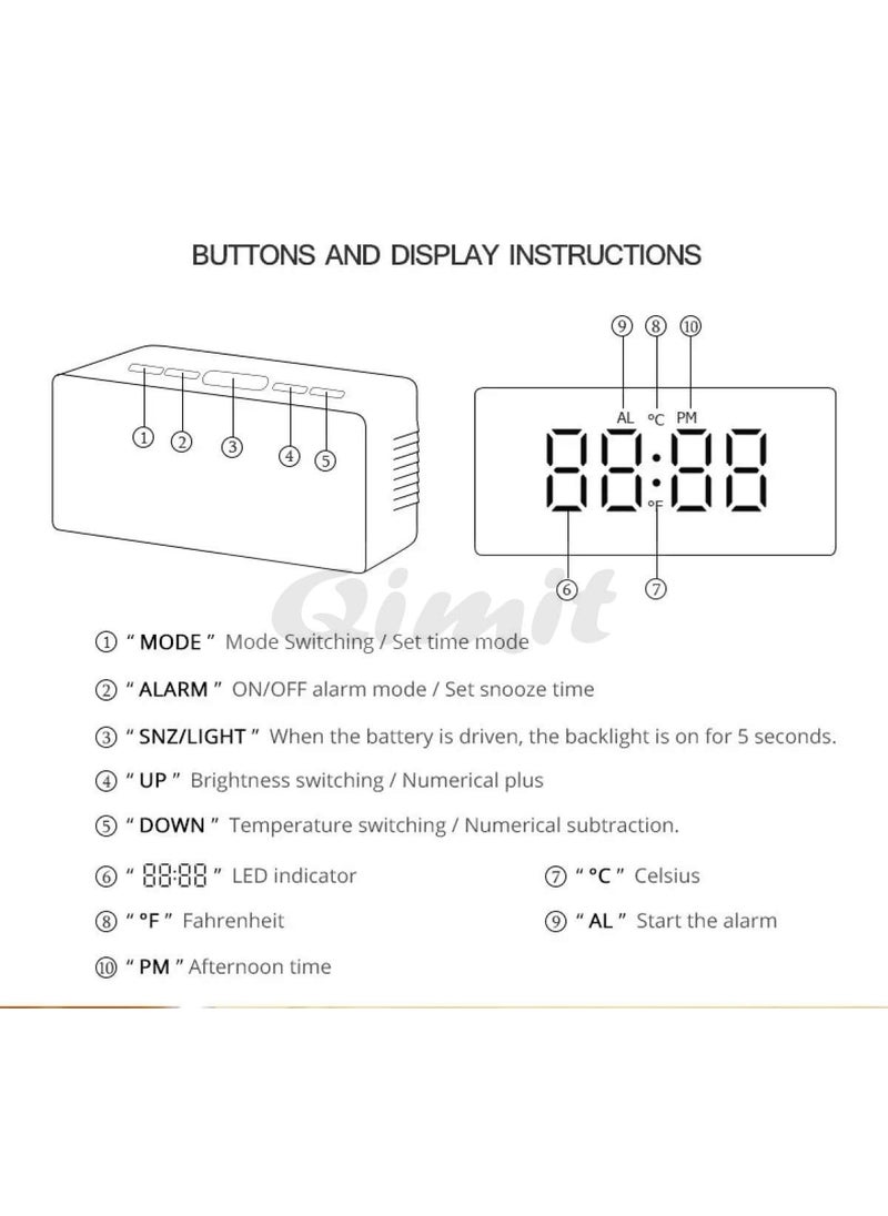 QIMIT Digital Alarm Clock Table Clock for Students Home Office Corporate with Automatic Sensor Date TemperatureBlack Plastic 14W x 8H Centimeters 1 Silver