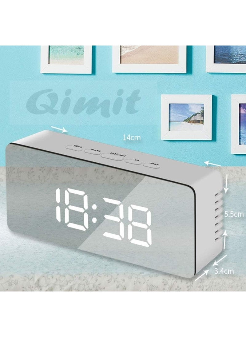 QIMIT Digital Alarm Clock Table Clock for Students Home Office Corporate with Automatic Sensor Date TemperatureBlack Plastic 14W x 8H Centimeters 1 Silver