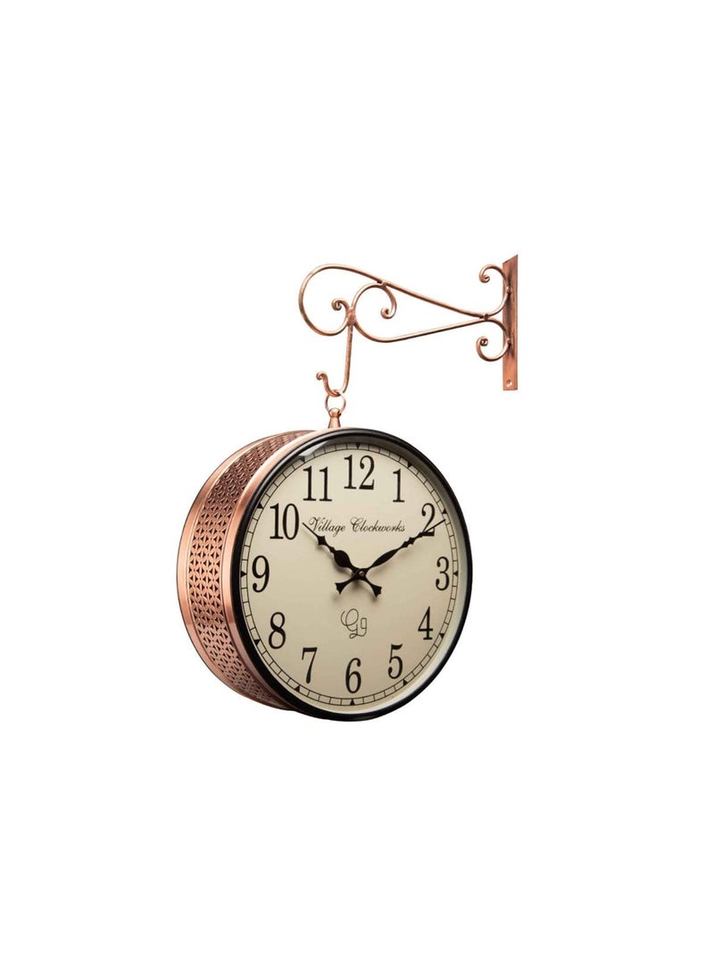 Kamdhenu art and craft Dabble Side Railway Clock Station Clock Vintage Double Sided Clock 8 Cf Analog Metal 30 Cm Multicolor