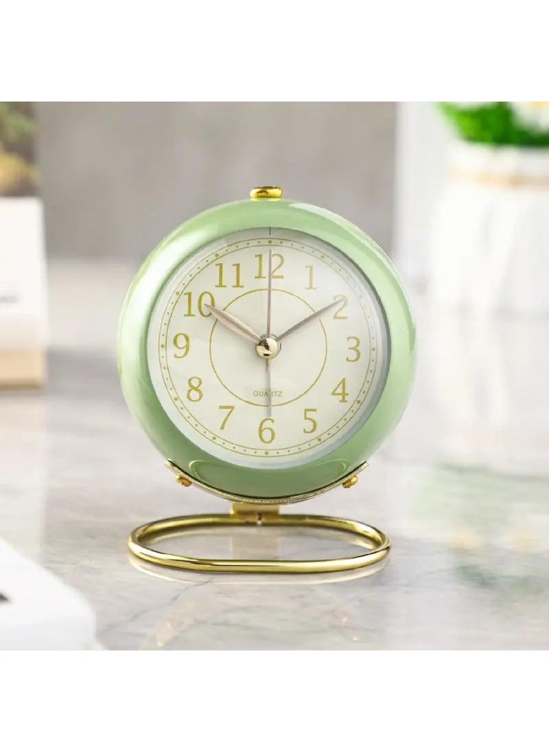 SHARUJA Analog Alarm Clock Retro Design with Backlight Silent NonTicking Quartz Desk Clock for Kids and Adults Battery Powered Ideal for Bedroom Bedside Travel or Office Green Green
