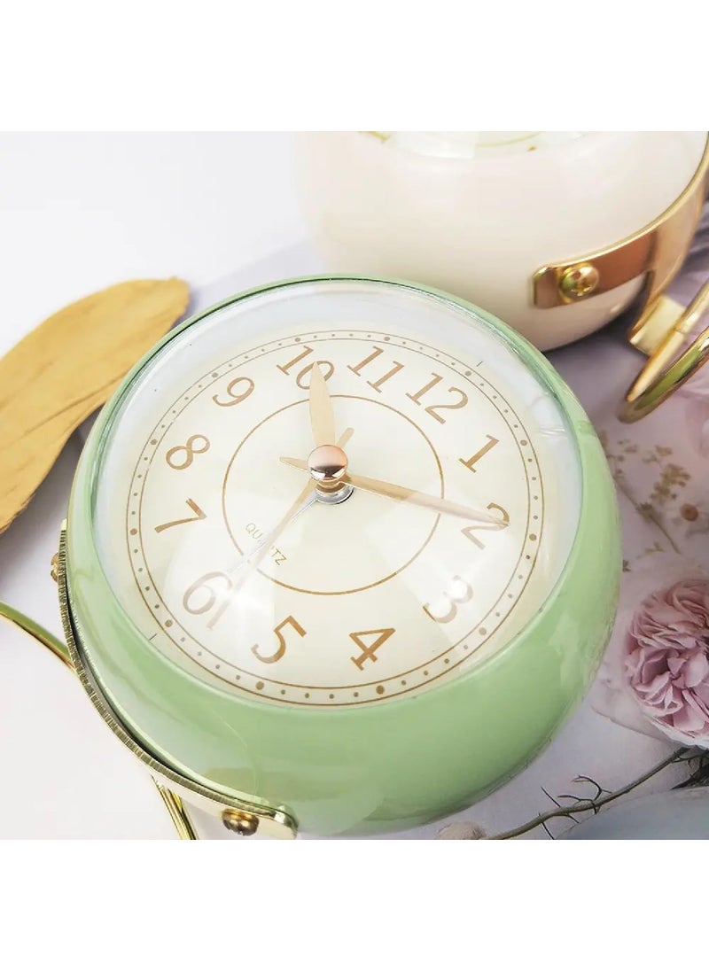 SHARUJA Analog Alarm Clock Retro Design with Backlight Silent NonTicking Quartz Desk Clock for Kids and Adults Battery Powered Ideal for Bedroom Bedside Travel or Office Green Green