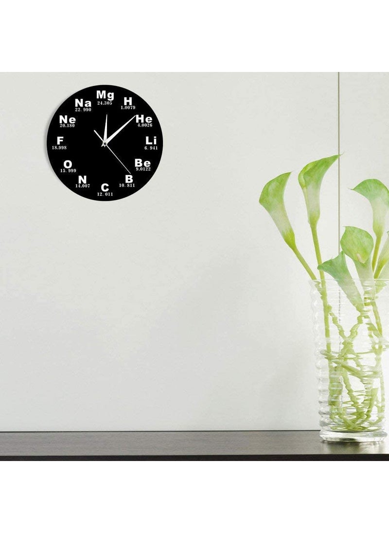 NABSTER Chemical Symbols Wall Clock Battery Operated Quartz Chemical Elements Periodic Table Clock Biology Wall Art Novelty Watch Timepieces Science Teachers Gift