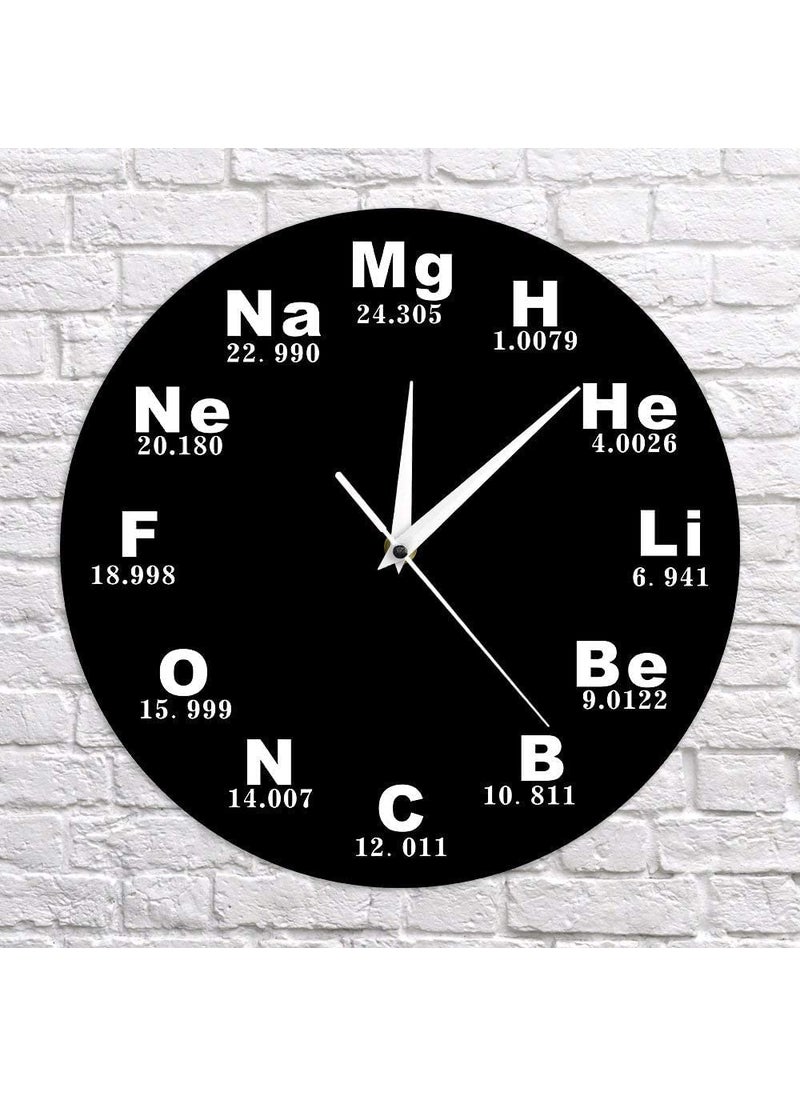 NABSTER Chemical Symbols Wall Clock Battery Operated Quartz Chemical Elements Periodic Table Clock Biology Wall Art Novelty Watch Timepieces Science Teachers Gift