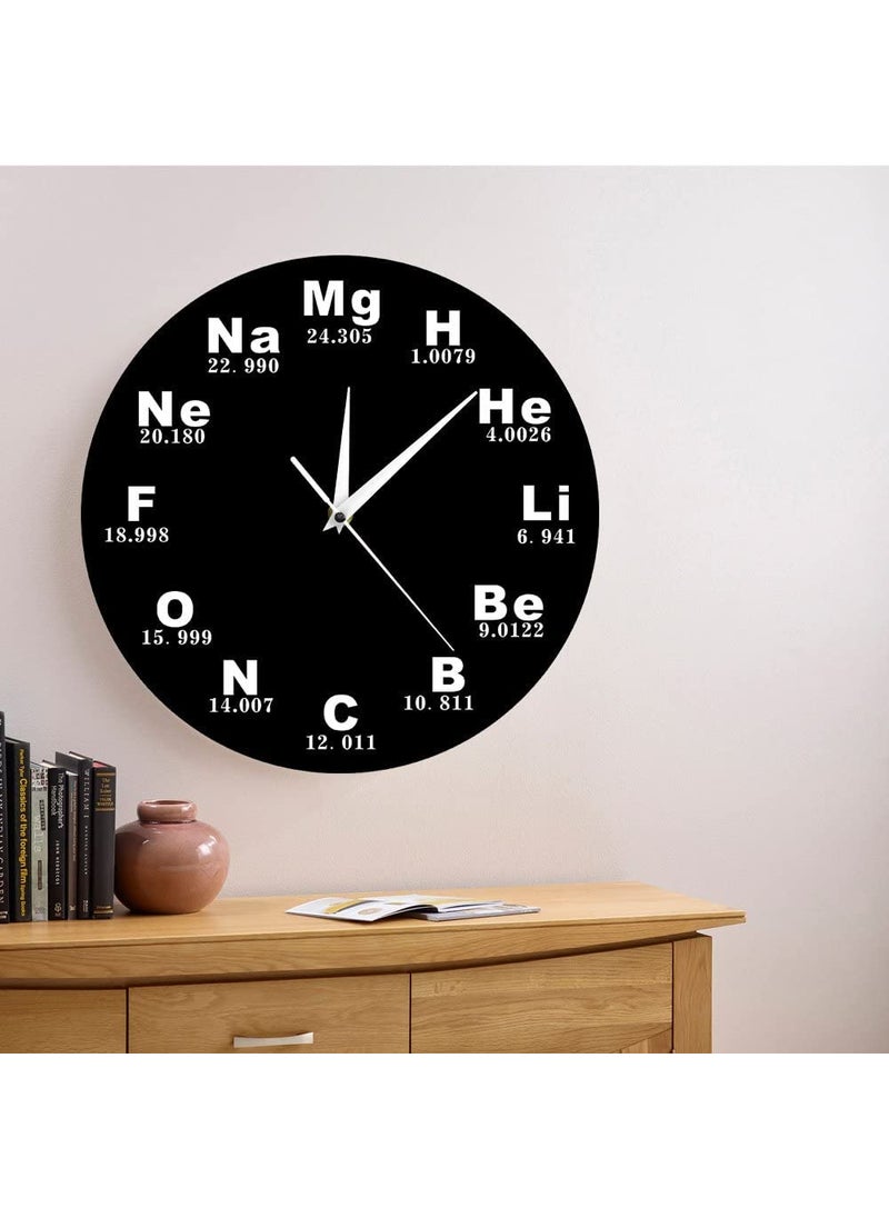 NABSTER Chemical Symbols Wall Clock Battery Operated Quartz Chemical Elements Periodic Table Clock Biology Wall Art Novelty Watch Timepieces Science Teachers Gift