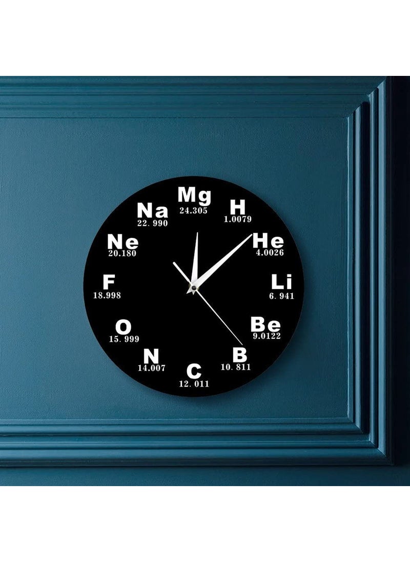 NABSTER Chemical Symbols Wall Clock Battery Operated Quartz Chemical Elements Periodic Table Clock Biology Wall Art Novelty Watch Timepieces Science Teachers Gift