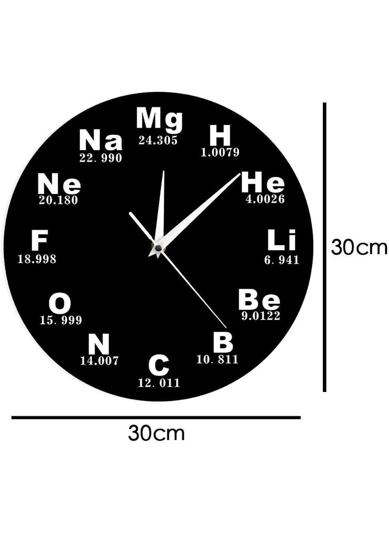 NABSTER Chemical Symbols Wall Clock Battery Operated Quartz Chemical Elements Periodic Table Clock Biology Wall Art Novelty Watch Timepieces Science Teachers Gift