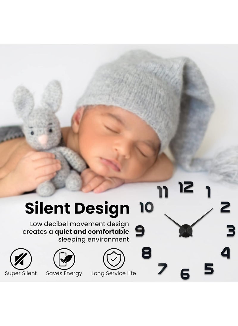 Niceguy Solutions DIY Wall Clock Frameless 3DStyle Analog Timekeeper for Home Living Room Bedroom Office BatteryPowered Modern House Decoration Silent Clock Decor with Number Sticker Decals