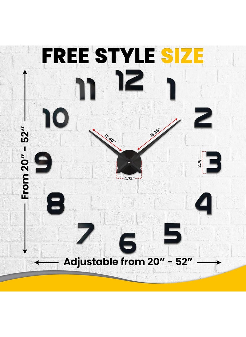Niceguy Solutions DIY Wall Clock Frameless 3DStyle Analog Timekeeper for Home Living Room Bedroom Office BatteryPowered Modern House Decoration Silent Clock Decor with Number Sticker Decals