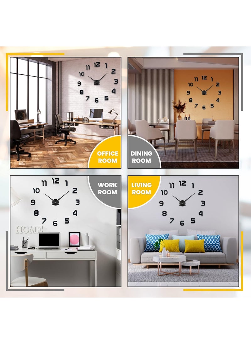 Niceguy Solutions DIY Wall Clock Frameless 3DStyle Analog Timekeeper for Home Living Room Bedroom Office BatteryPowered Modern House Decoration Silent Clock Decor with Number Sticker Decals