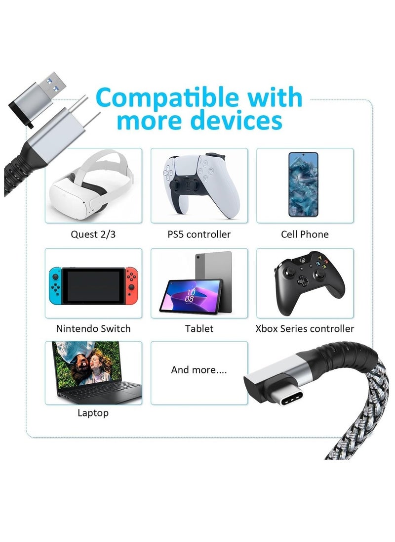 Link Cable 16FT VR Cable Compatible With Meta Oculus /Quest 3/Pro Pico Nylon Braided Accessories And Gaming PC Steam VR USB 3.0 Data Transfer Type C Cable