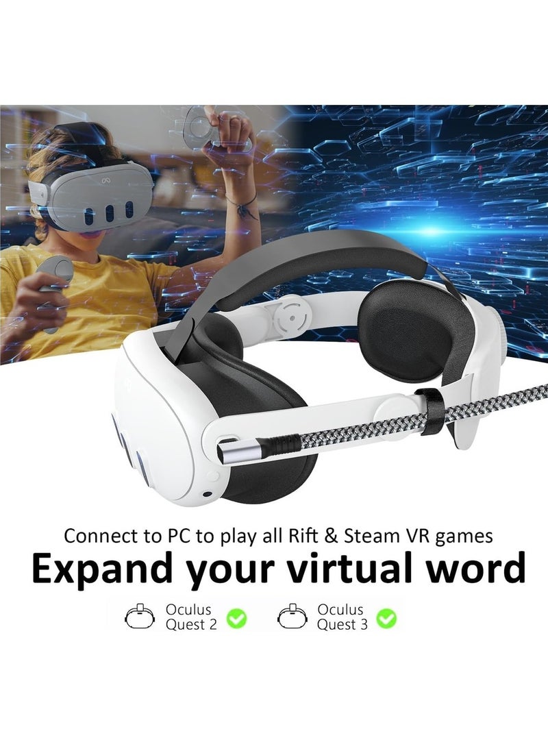 Link Cable 16FT VR Cable Compatible With Meta Oculus /Quest 3/Pro Pico Nylon Braided Accessories And Gaming PC Steam VR USB 3.0 Data Transfer Type C Cable
