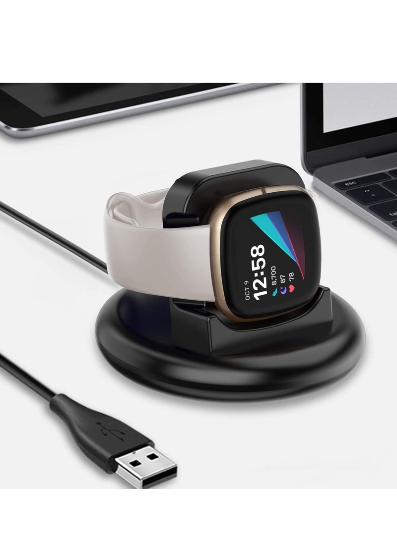 Charger Compatible with Fitbit Sense/Fitbit Versa 3 Charging Dock, Anti-Slip Replacement Cable Stand Station with 100cm Cord Accessories Cradle Base Holder for Sense/Versa 3 Smartwatch