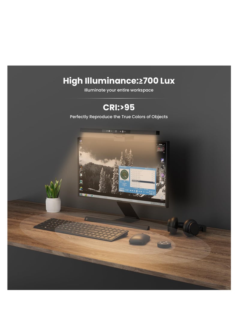 Remote-Controlled USB Monitor Light Bar, Eye-Care Desk Lamp with Stepless Dimming and Adjustable Color Temperature, No Screen Glare for Home Office and Gaming.