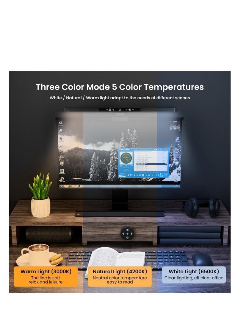 Remote-Controlled USB Monitor Light Bar, Eye-Care Desk Lamp with Stepless Dimming and Adjustable Color Temperature, No Screen Glare for Home Office and Gaming.
