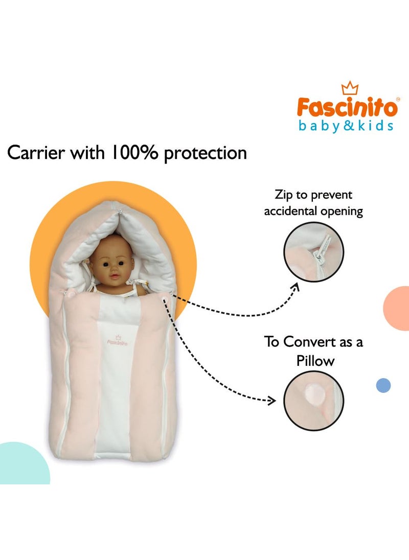 FASCINITO Baby Bed Sleeping Bag Carry Nest Cotton Baby Bedding for New Born Infant Portable Bassinet for Baby Carrying Sleeping Unisex Baby Sleeping Bed for New BornPink