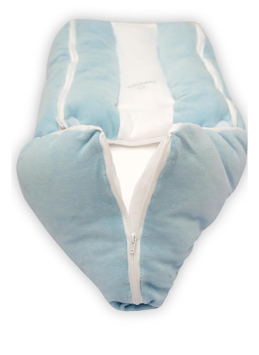 FASCINITO Baby Bed Sleeping Bag Carry Nest Cotton Baby Bedding for New Born Infant Portable Bassinet for Baby Carrying Sleeping Unisex Baby Sleeping Bed for New BornBlue