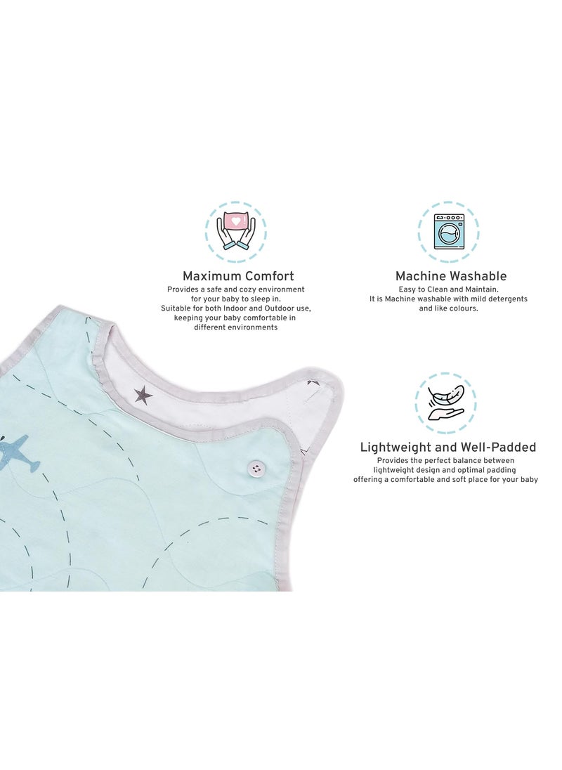 The White Cradle Baby Sleeping Bag for Infants Newborns Boys Wearable Sleep Swaddle Wrap Blanket Softest Organic Cotton 3 Layers Safety Zip on Side Bottom Washable Aeroplane