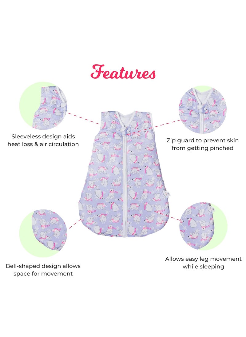 Neolo Pure Cotton Baby Sleeping Sack BagSleeping pod for NewbornSleeping Sack for BabySleeping SackAge Upto 1 Year babyCotton Printed Design Purple