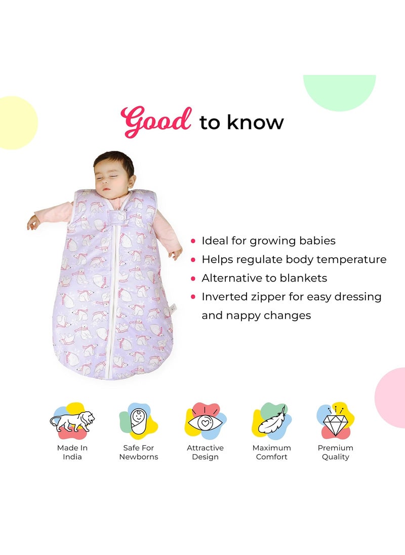 Neolo Pure Cotton Baby Sleeping Sack BagSleeping pod for NewbornSleeping Sack for BabySleeping SackAge Upto 1 Year babyCotton Printed Design Purple