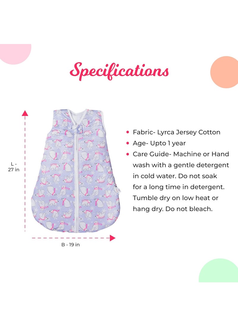 Neolo Pure Cotton Baby Sleeping Sack BagSleeping pod for NewbornSleeping Sack for BabySleeping SackAge Upto 1 Year babyCotton Printed Design Purple