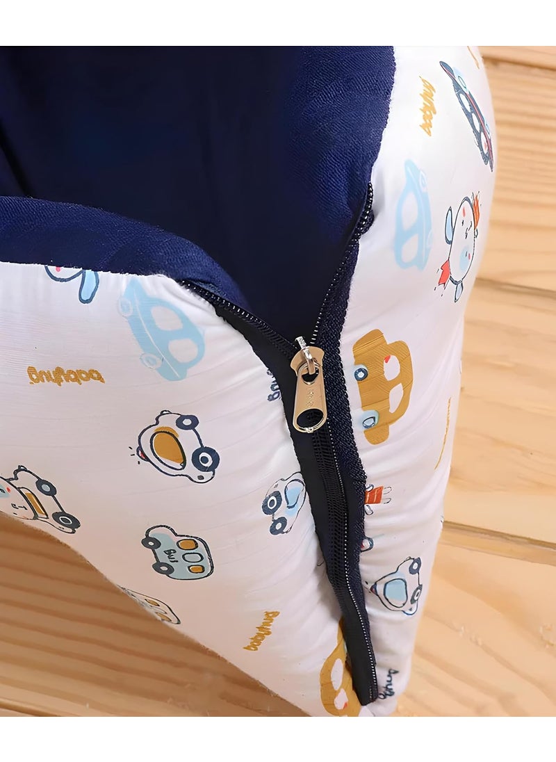 3 in 1 Baby Sleeping Bag Carry Nest Cotton Bedding Set for Infants New Born Baby PortableTravel Skin Friendly Dark Blue